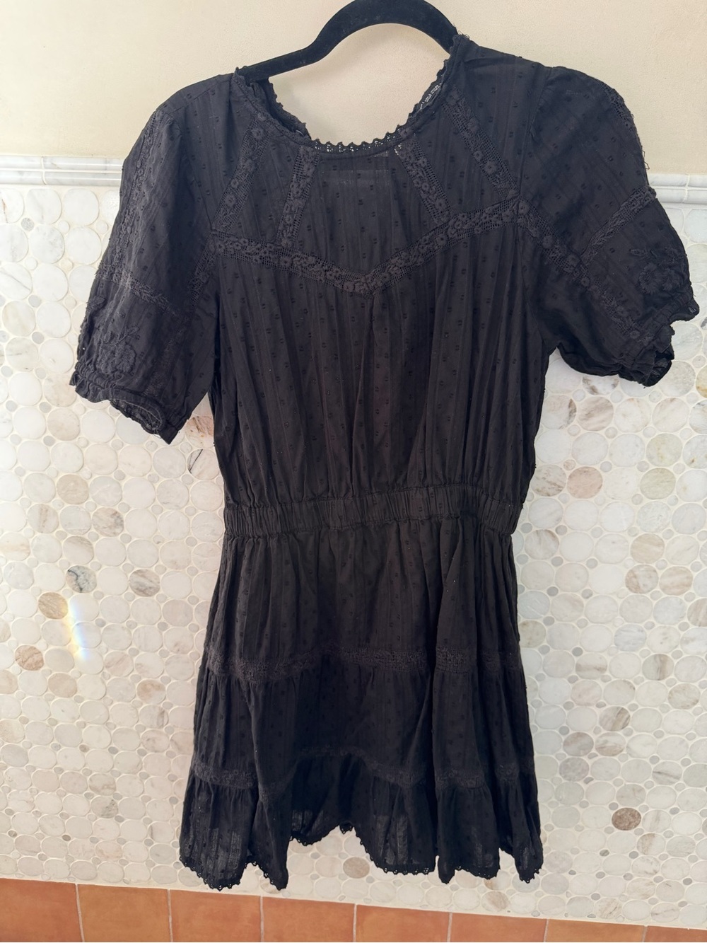 Zara Black Lace-Trim Short Sleeve Dress